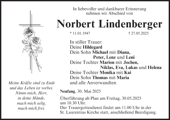 Anzeige von Norbert Lindenberger von MGO