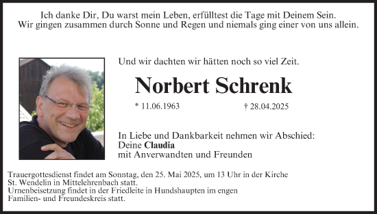 Anzeige von Norbert Schrenk von MGO