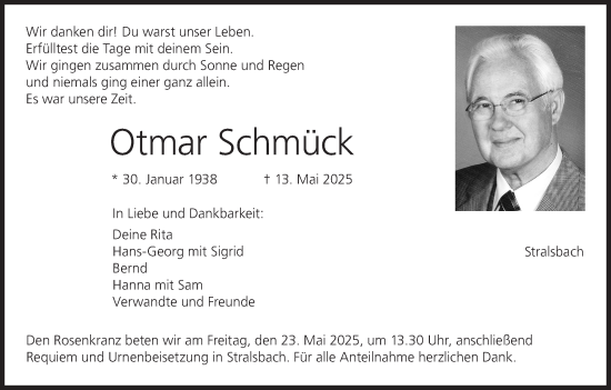 Anzeige von Otmar Schmück von MGO