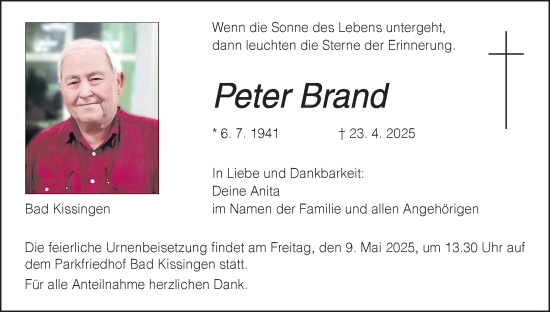 Anzeige von Peter Brand von MGO