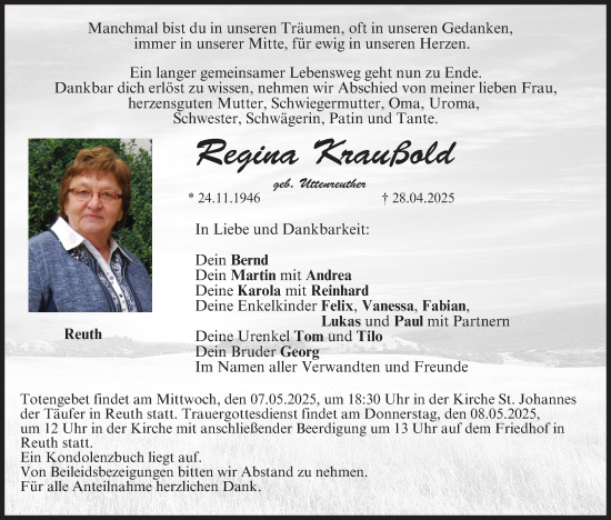 Anzeige von Regina Kraußold von MGO