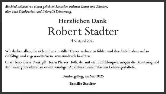 Anzeige von Robert Stadter von MGO