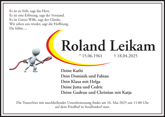 Anzeige von Roland Leikam von MGO