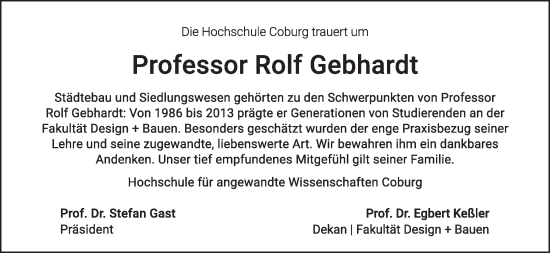Anzeige von Rolf Gebhardt von MGO