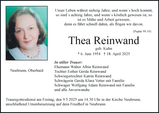 Anzeige von Thea Reinwand von MGO