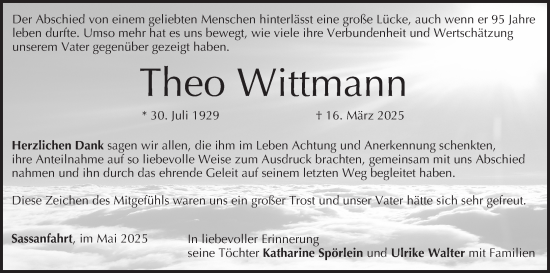 Anzeige von Theo Wittmann von MGO