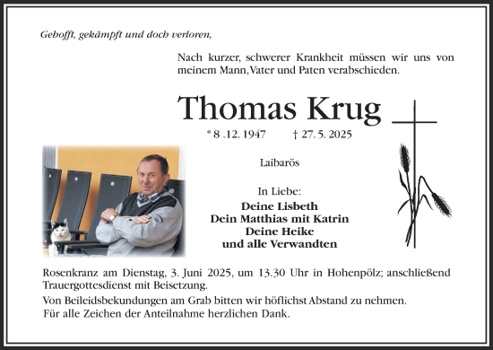 Anzeige von Thomas Krug von MGO