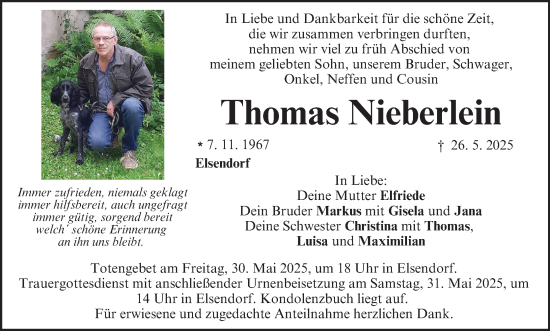 Anzeige von Thomas Nieberlein von MGO