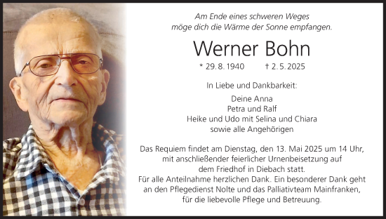 Anzeige von Werner Bohn von MGO