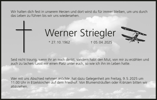 Anzeige von Werner Striegler von MGO