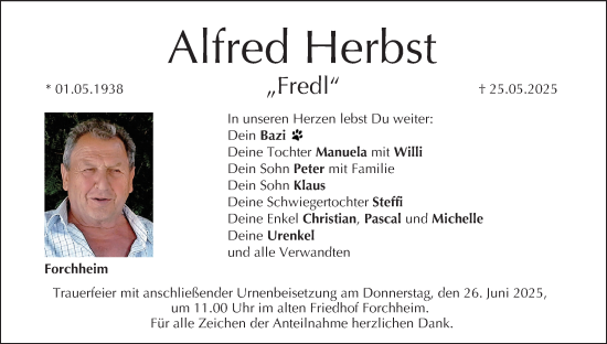 Anzeige von Alfred Herbst von MGO