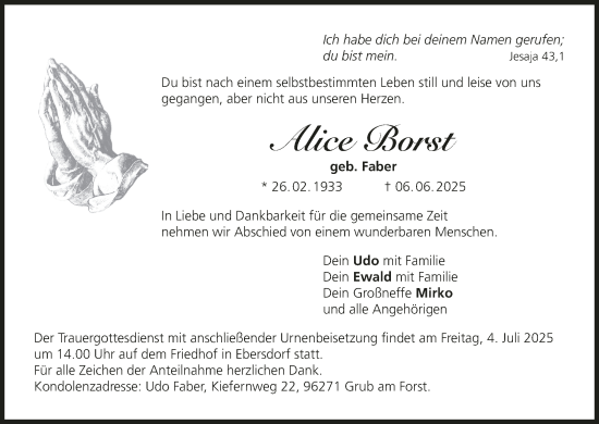 Anzeige von Alice Borst von MGO