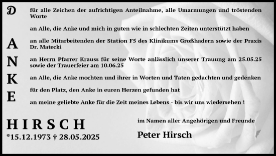 Anzeige von Anke Hirsch von MGO