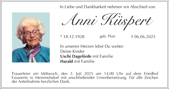 Anzeige von Anni Küspert von MGO