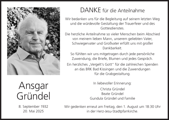 Anzeige von Ansgar Gründel von MGO