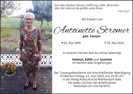 Anzeige von Antoinette Stromer von MGO