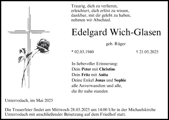 Anzeige von Edelgard Wich-Glasen von MGO