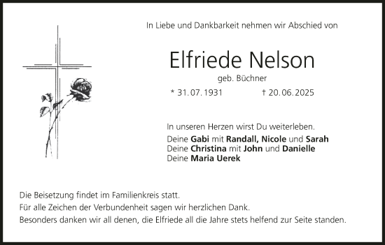 Anzeige von Elfriede Nelson von MGO