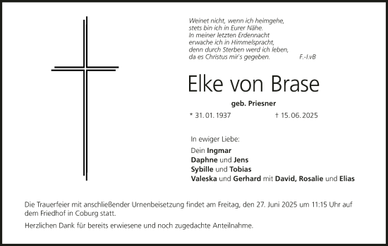 Anzeige von Elke von Brase von MGO