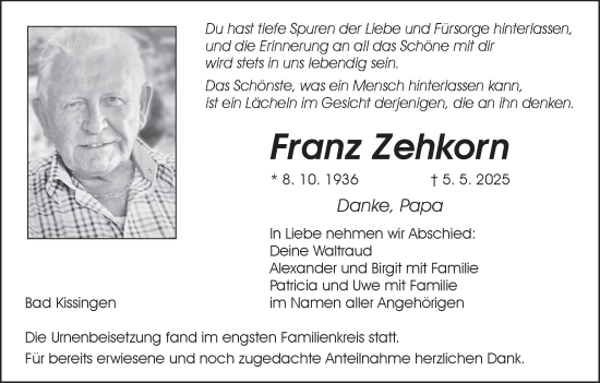 Anzeige von Franz Zehkorn von MGO