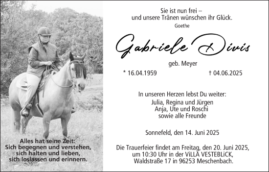 Anzeige von Gabriele Diris von MGO