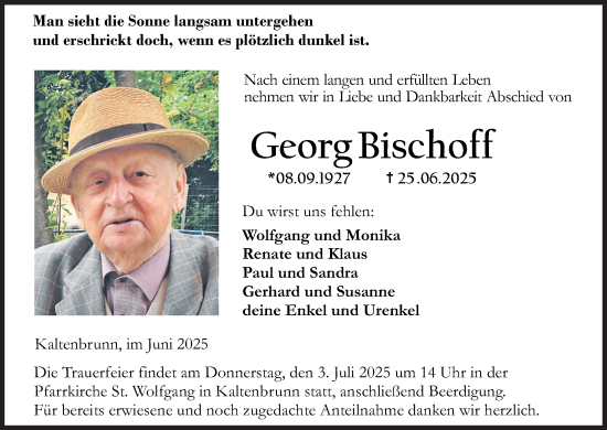 Anzeige von Georg Bischoff von MGO