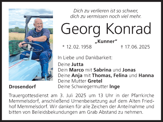 Anzeige von Georg Konrad von MGO