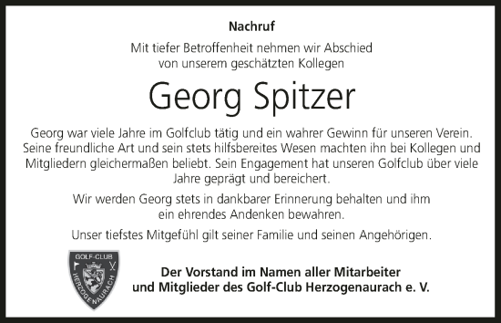 Anzeige von Georg Spitzer von MGO