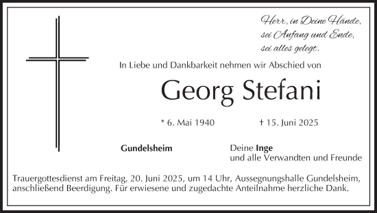 Anzeige von Georg Stefani von MGO