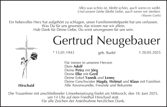 Anzeige von Gertrud Neugebauer von MGO
