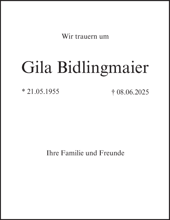 Anzeige von Gila Bidlingmaier von MGO