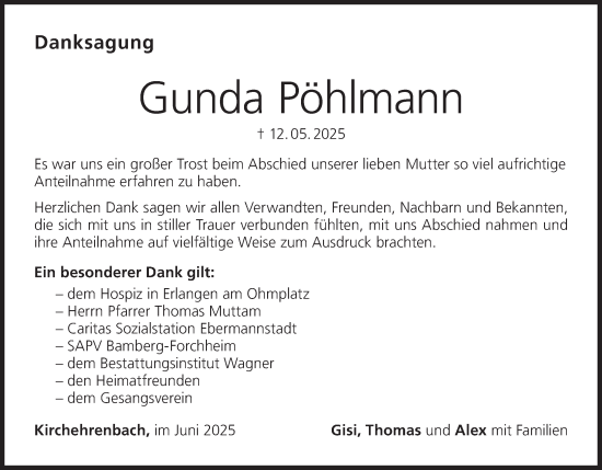 Anzeige von Gunda Pöhlmann von MGO