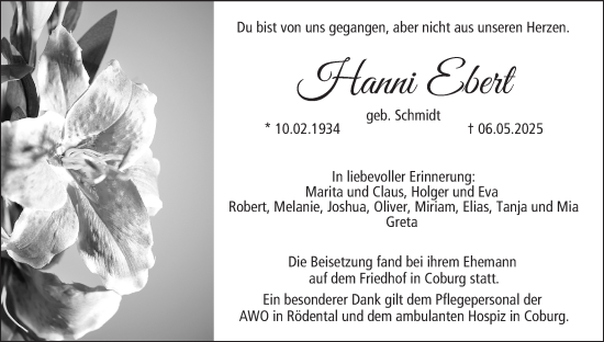 Anzeige von Hanni Ebert von MGO