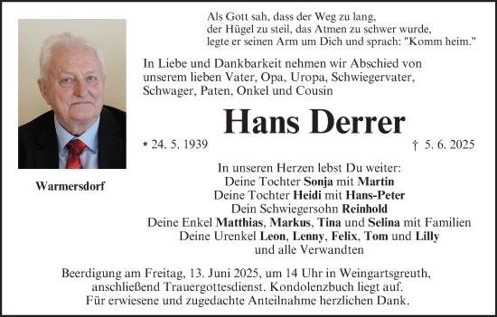 Anzeige von Hans Derrer von MGO