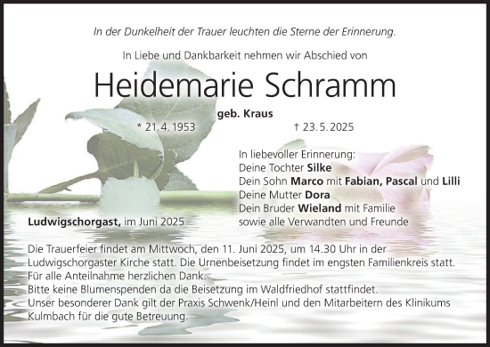 Anzeige von Heidemarie Schramm von MGO