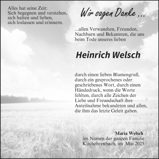 Anzeige von Heinrich Welsch von MGO
