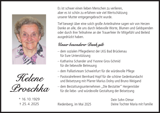Anzeige von Helene Proschka von MGO