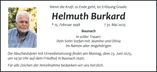 Anzeige von Helmuth Burkard von MGO