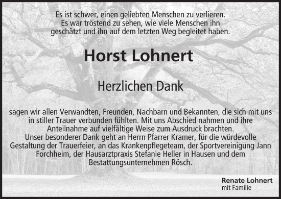 Anzeige von Horst Lohnert von MGO