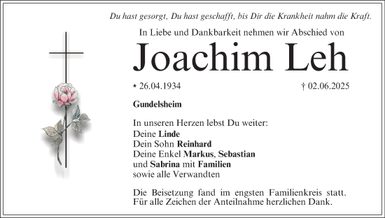 Anzeige von Joachim Leh von MGO