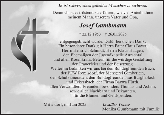 Anzeige von Josef Gumbmann von MGO