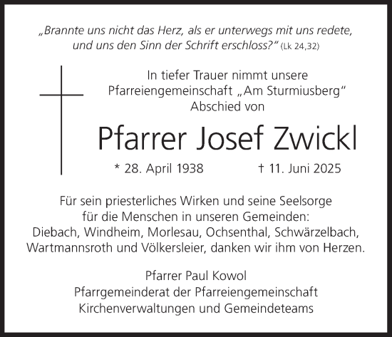 Anzeige von Josef Zwickl von MGO
