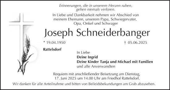 Anzeige von Joseph Schneiderbanger von MGO