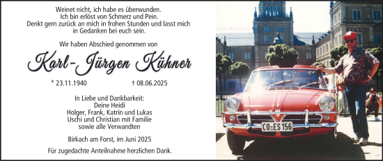 Anzeige von Karl-Jürgen Kühner von MGO
