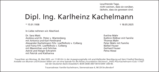 Anzeige von Karlheinz Kachelmann von MGO