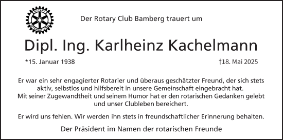 Anzeige von Karlheinz Kachelmann von MGO