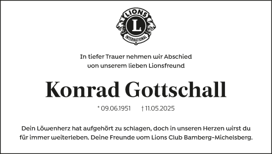 Anzeige von Konrad Gottschall von MGO