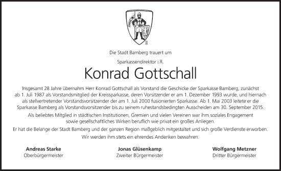 Anzeige von Konrad Gottschall von MGO
