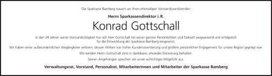 Anzeige von Konrad Gottschall von MGO