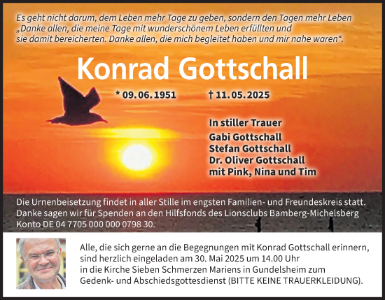 Anzeige von Konrad Gottschall von MGO